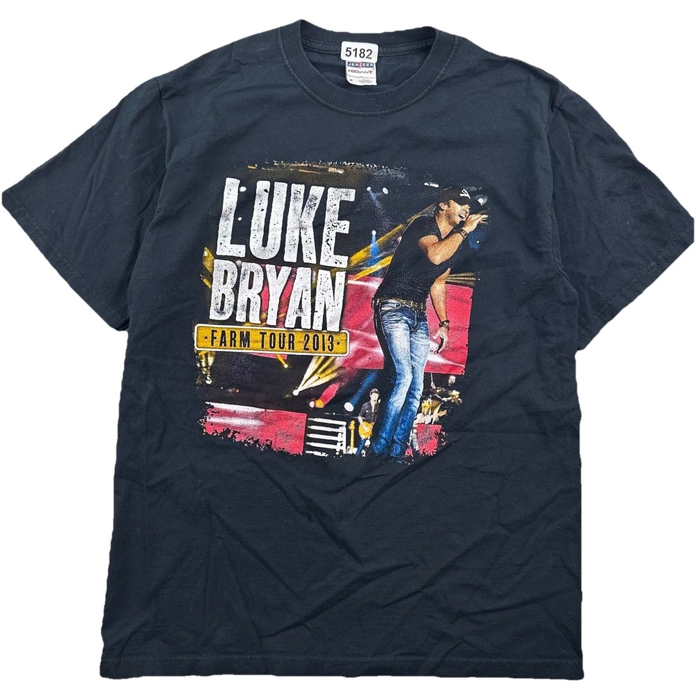 Luke Bryan Farm Tour 2013 Concert T-Shirt Mens Medium Jerzees Black Country Tee